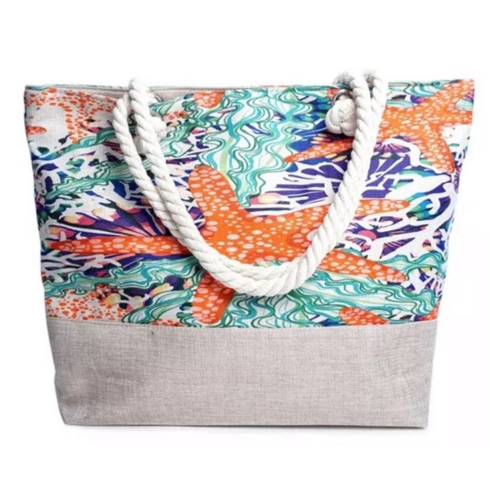 Starfish Theme Large Roomy Tote - Picture 2 of 7